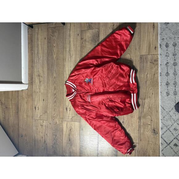 Other - Vintage Nebraska Coca-Cola Red Satin Bomber Jacket Y2K Large King Louie